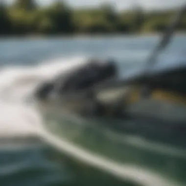 Exploring Wakeboard Design and Features Close-up of a wakeboard showcasing its design and features.