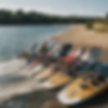 Variety of Wakeboard Types Different types of wakeboards displayed side by side.