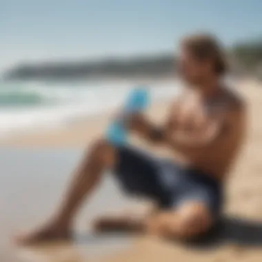 Surfer taking a break to hydrate