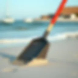 Innovative beach cleaning rake on a sandy shore