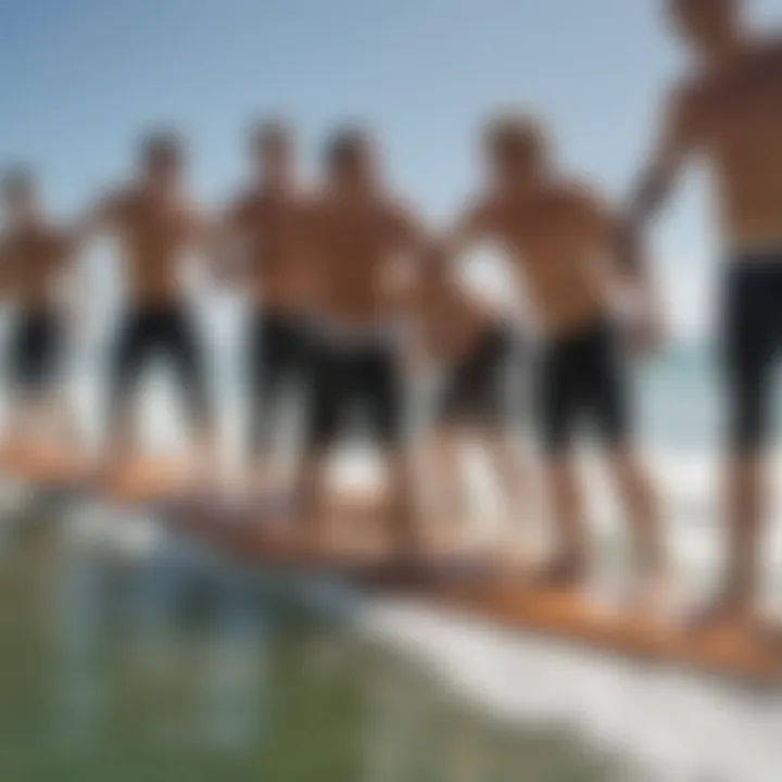 A group of enthusiasts participating in a belly boarding event