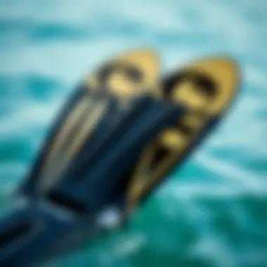 Close-up of bespoke swim fins showcasing unique designs