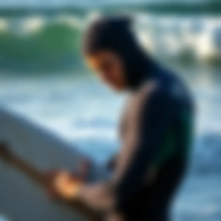 Essential Wetsuit Maintenance Tips Surfer maintaining their wetsuit after use