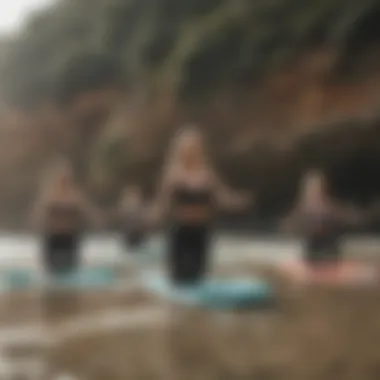 Group Yoga Session to Build Strength for Surfers Group yoga session focusing on strength building