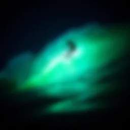 Natural glow of bio-luminescent water at night