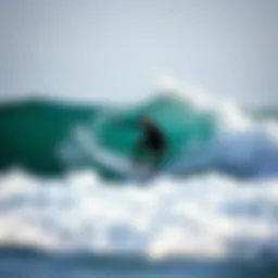 Dynamic bodyboarder catching a wave