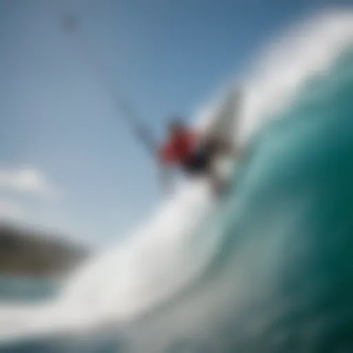 A bungee board in action on the waves