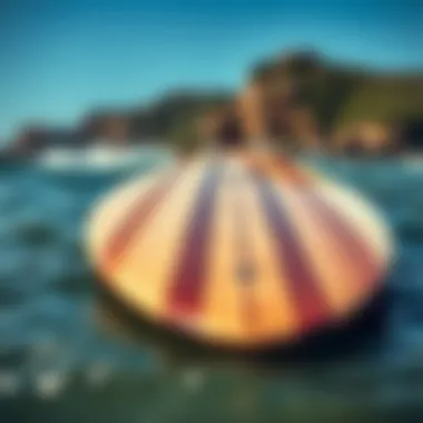 Surfboard features with labels highlighting key elements