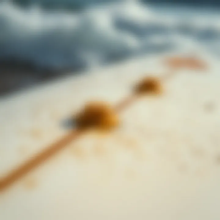 Close-up of surfboard materials and textures