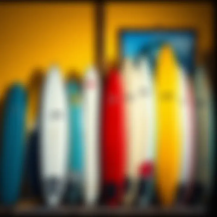 A range of surfboard sizes lined up