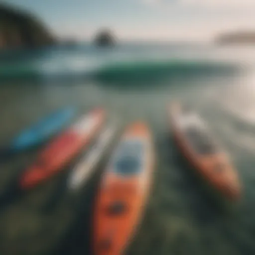 Different sizes of paddleboards displayed