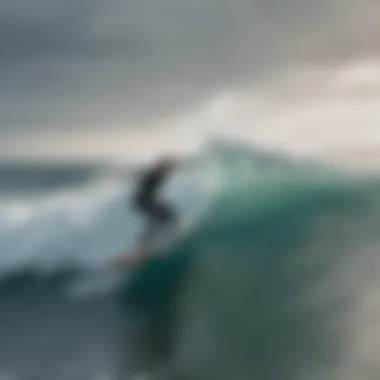 Close-up of ocean water with surf forecast data overlay