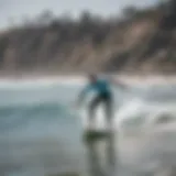 Surfing instructor guiding a lesson at Doheny State Beach