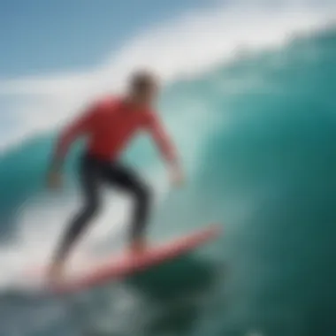 A close-up of a surfer engaging in a lung capacity exercise