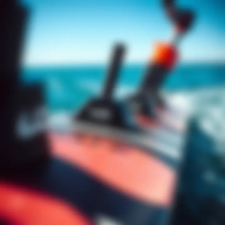 Close-up of foil wakeboarding equipment