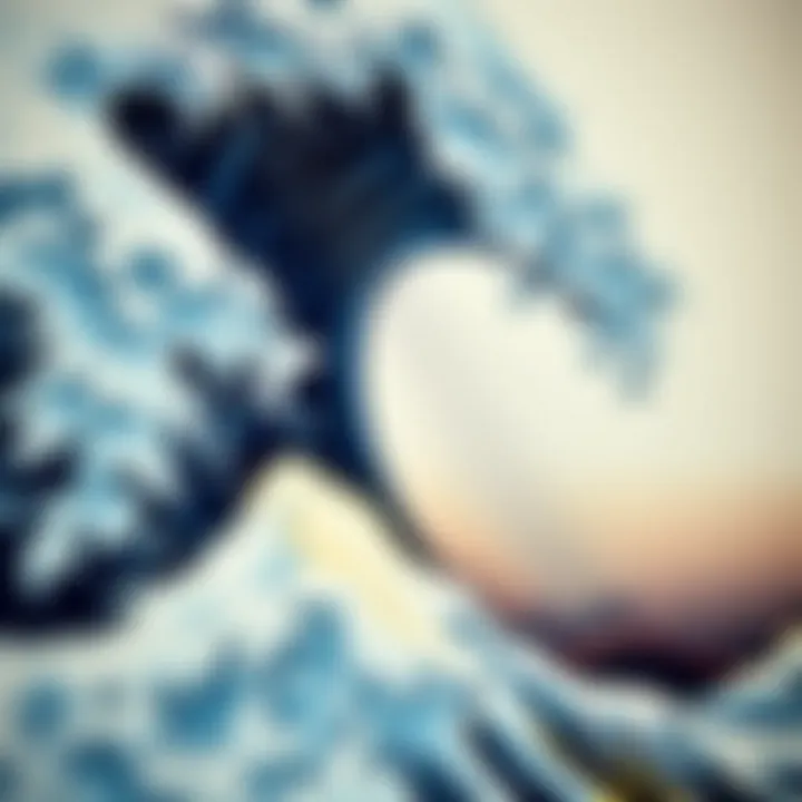 Intricate Artistry of The Great Wave Off Kanagawa Close-up of the intricate details in The Great Wave print