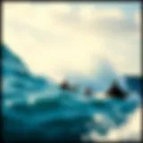 The Great Wave Off Kanagawa with surfers riding the waves