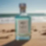 Close-up of AEO Surf Cologne bottle on a beach