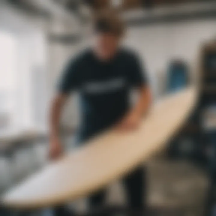 A surfboard manufacturer showcasing sustainable materials