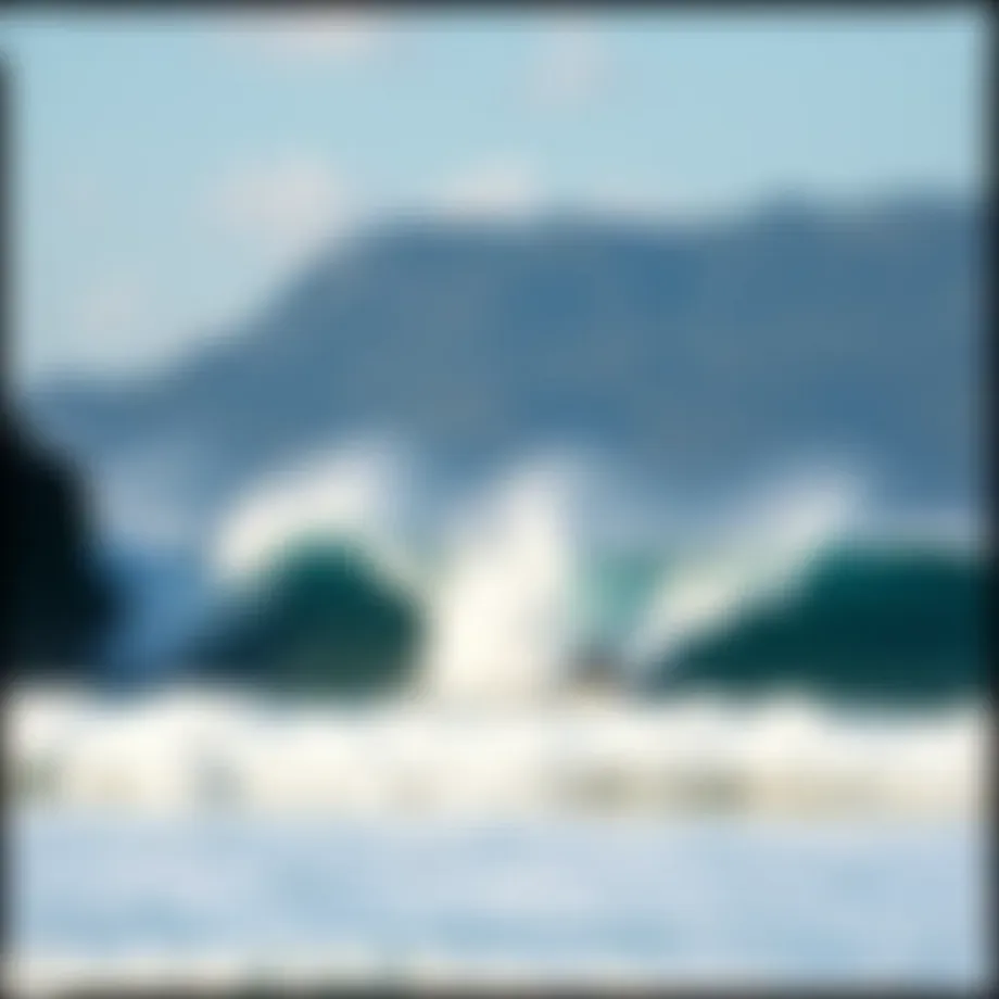 A breathtaking coastal view depicting a vibrant surf scene