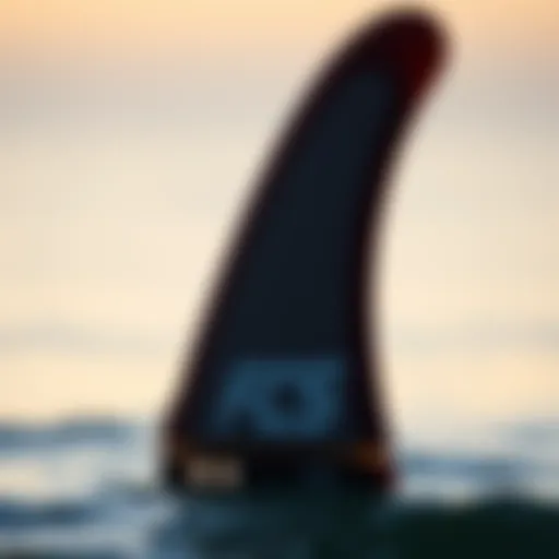 Close-up view of a high-performance surf fin designed by FCS
