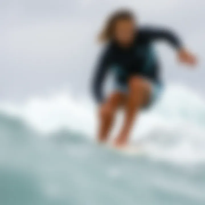 Surfer utilizing FCS equipment while riding a wave