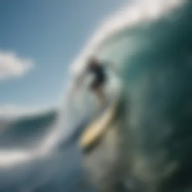 Finger Surfboard Riding a Wave Finger surfboard in action on a wave