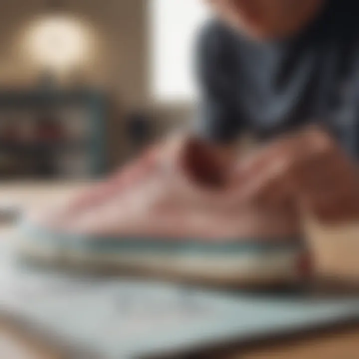 A designer sketching concepts for innovative flat skate shoes, illustrating the design process