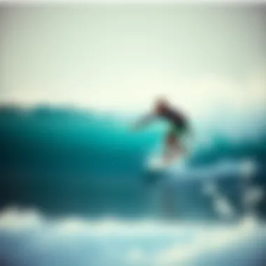 A surfer riding a wave on a foamie surfboard