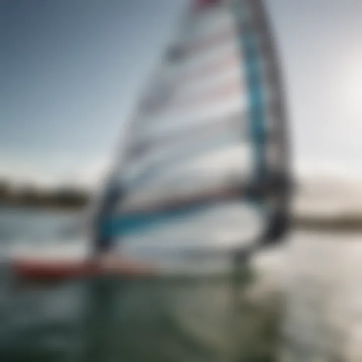 Detailed view of foil windsurfing technology illustrating its components