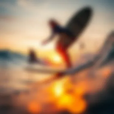 Surfers riding the perfect waves during a sunset session at LaPoint Ericeira