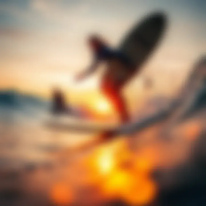 Surfers riding the perfect waves during a sunset session at LaPoint Ericeira