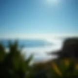 A serene coastal landscape showcasing a popular surf spot