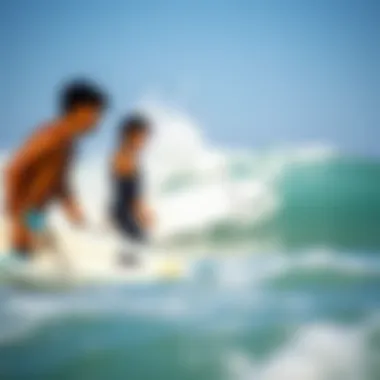 Local surfers engaging in a friendly competition
