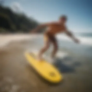 A scenic beach view illustrating safe skimboarding practices and environmental awareness.