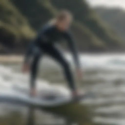 Neoprene-free wetsuit showcased on a surfboard