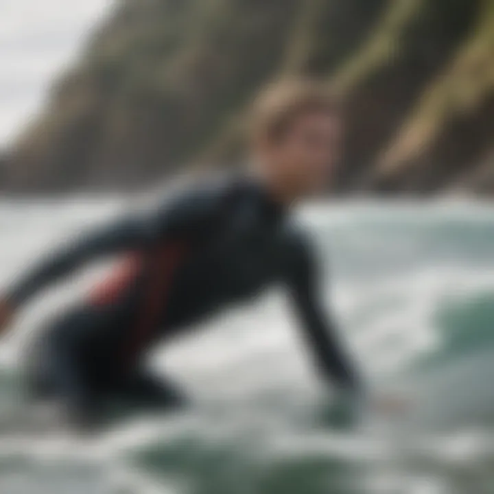 Surfer enjoying waves in an environmentally conscious wetsuit