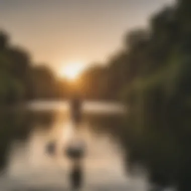 Serene paddleboarding on Lady Bird Lake at sunset