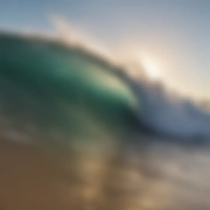 Close-up of ocean waves gently lapping against a sandy shore