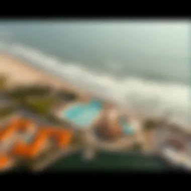 Aerial view of Waco Surf Park showcasing surf waves and beach area