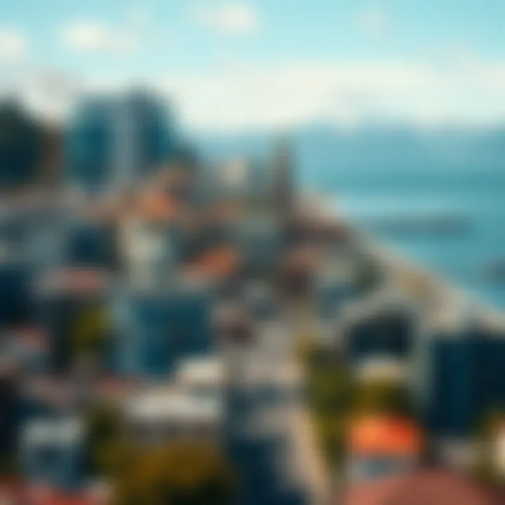 Urban Charm of New Zealand Cities An aerial view of a charming cityscape in New Zealand, highlighting urban culture and nature