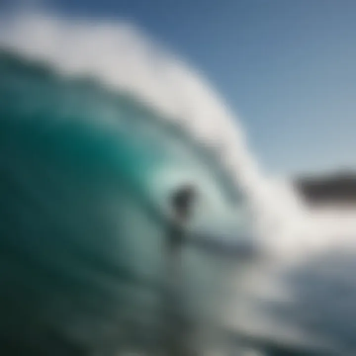 Waves crashing on a popular surf spot in San Diego