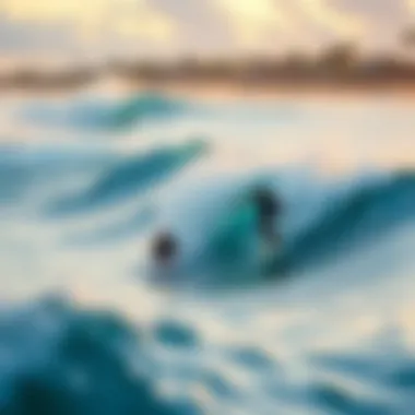 Surfing Action at Sunset Beach Surfers riding the waves at Sunset Beach