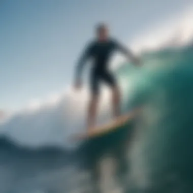 A cutting-edge motorized surfboard gliding over ocean waves