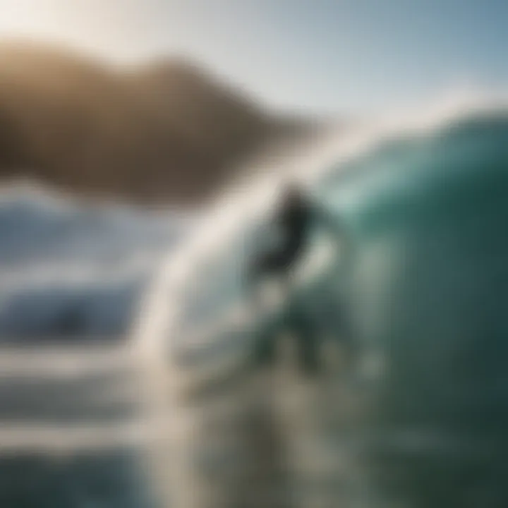 A scenic view of surfers enjoying a motorized surf experience