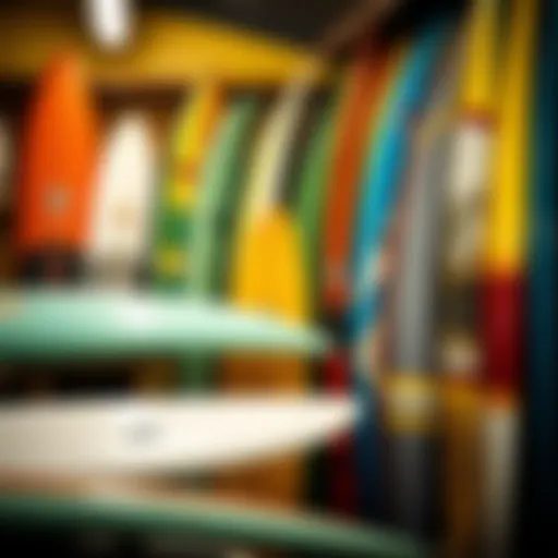 A vibrant display of surfboards representing diverse styles and designs