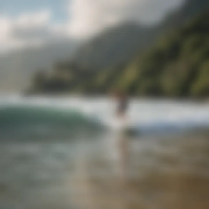 Local surfers displaying proper surf etiquette while sharing the waves at Hanalei Bay.