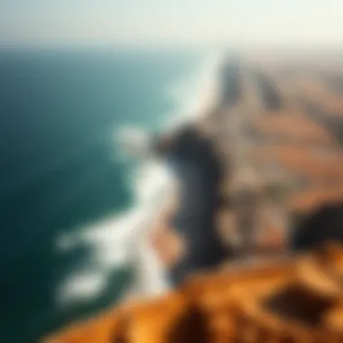 An aerial view of Taghazout showcasing its stunning beaches and surf spots.
