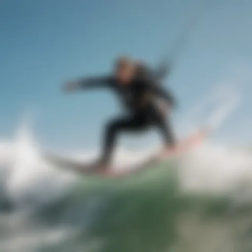 A stunning kitesurfer gliding over the waves