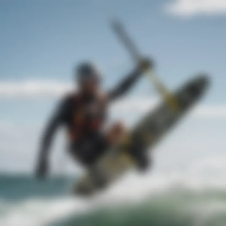 A scenic view of a kiteboarder harnessing the wind